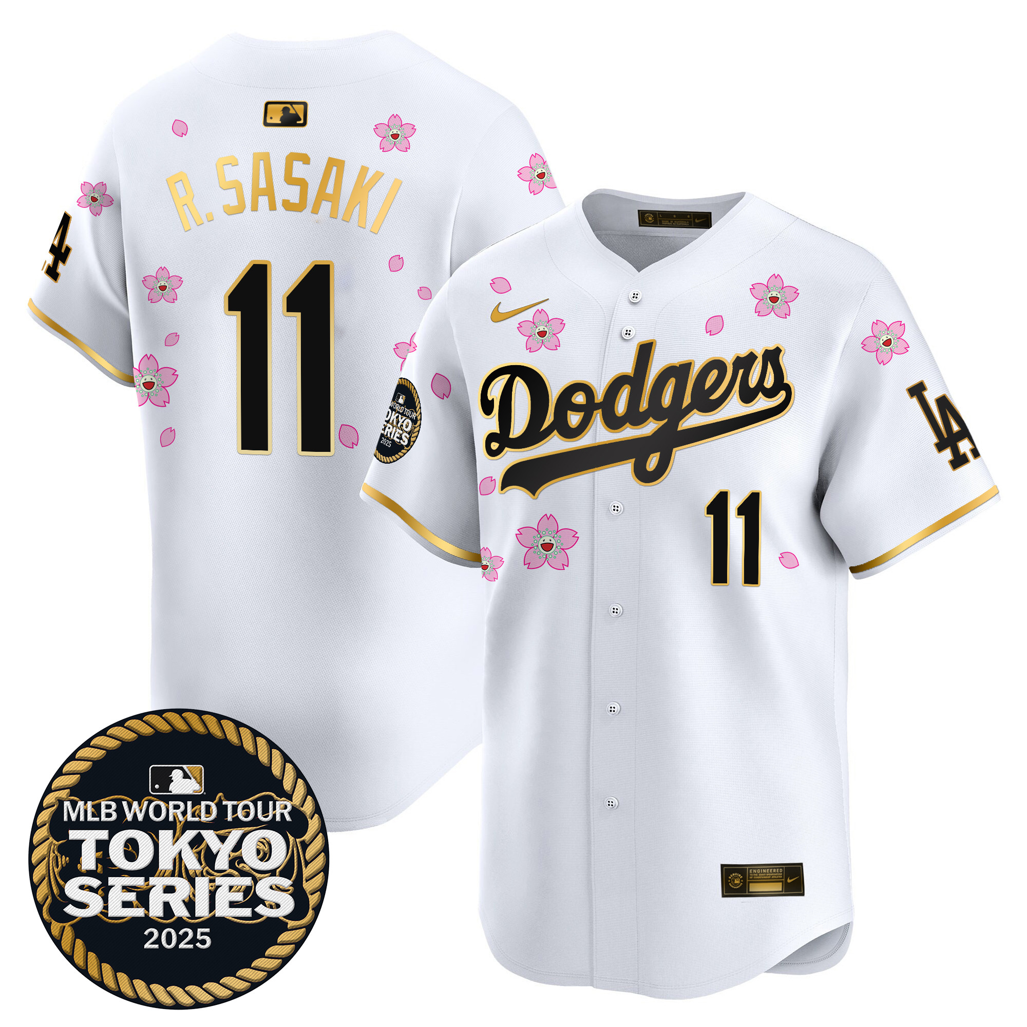 Men Los Angeles Dodgers #11 R Sasaki Tokyo Series white Limited Stitched 2025 Jersey3->los angeles dodgers->MLB Jersey